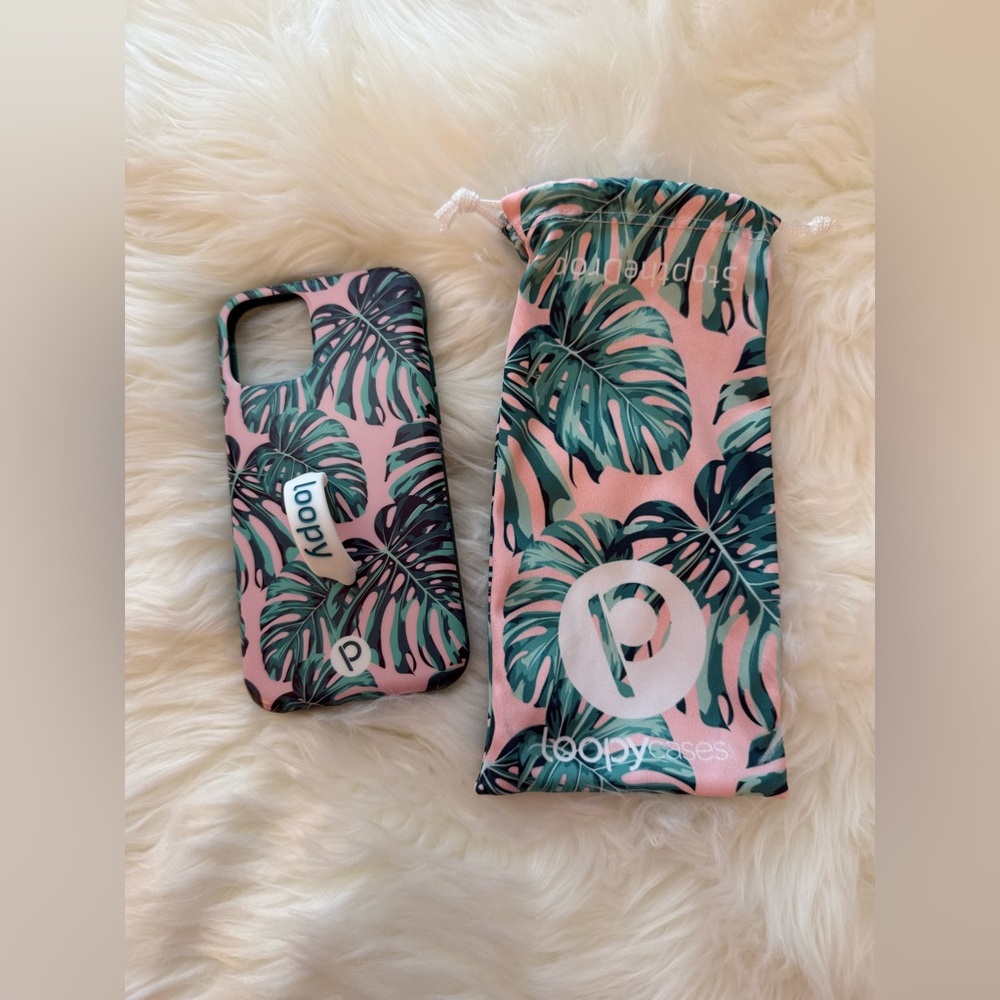 Loopy Phone case 11 Pro Pink Monstera multi-grasp one handed use pocket friendly